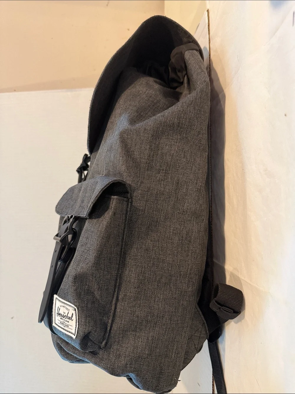 New-Herschel Supply Company Dark Gray/BlackCanvas Backpack with Magnetic Closure